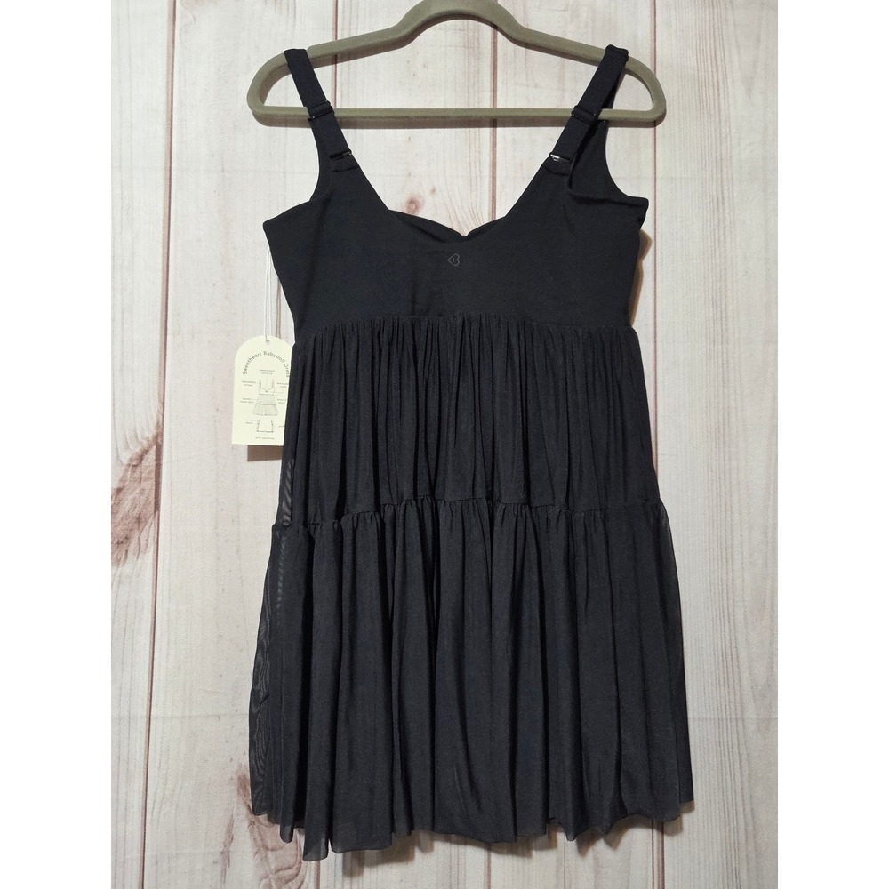 Blogilates Sweetheart Babydoll Dress Black Tiered Mesh Skirt Inner Shorts Large - Picture 2 of 7